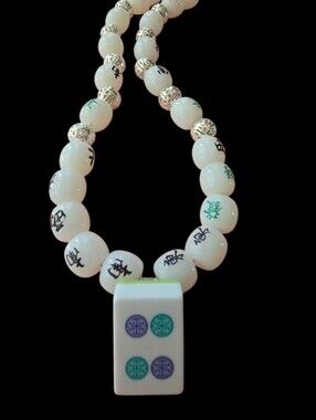 MAHJONG LOVERS DESIGNER UNIQUE  "WINDS" MAHJONG TILE PENDANT 16"TO21" NECKLACE